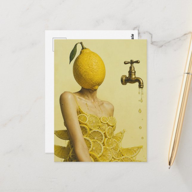 Cartão Postal Surreal Lemon Lady (Frente/Verso In Situ)
