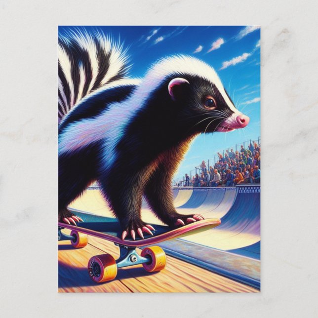 Cartão Postal Surreal Skateboard Skunk (Frente)