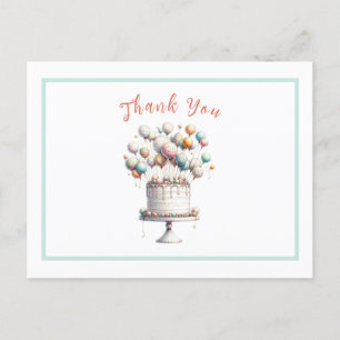 Cartão Postal Surrealista, Balões Fofo e Bolo de Aniversário