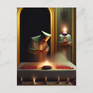 Cartão postal surrealista de ritual estranho