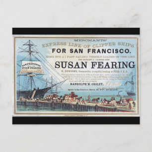 Cartão Postal Susan Fearing Clipper dirigindo navio 1900