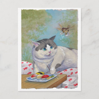 Cartão Postal Sushi Cat Picnic Suprise