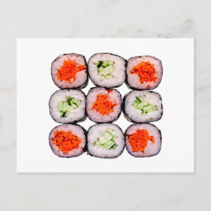 Cartão Postal Sushi Rolls - Modelo de Comida Japonês