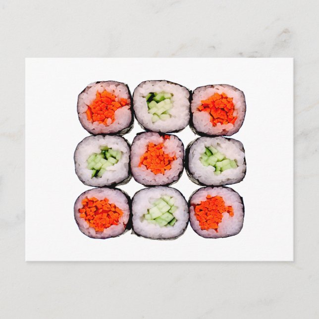 Cartão Postal Sushi Rolls - Modelo de Comida Japonês (Frente)