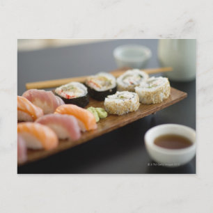Cartão Postal Sushi tradicional japonês