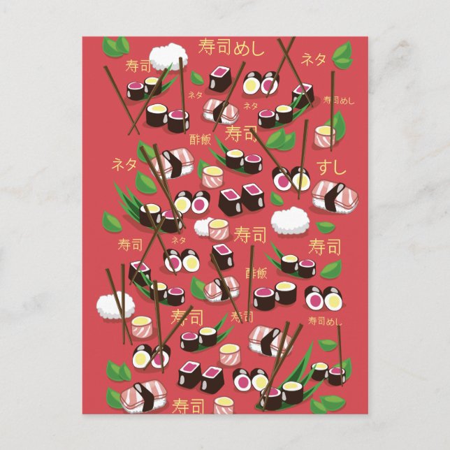 Cartão Postal Sushi Vermelho (Frente)