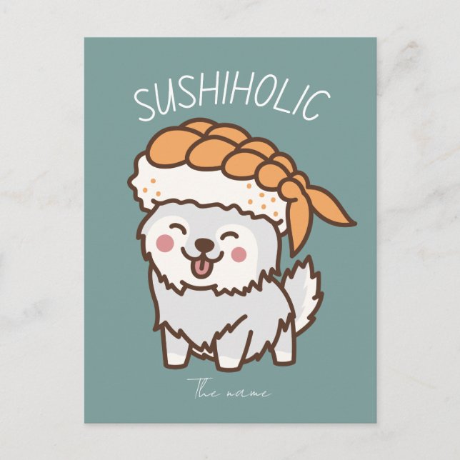 Cartão Postal sushiholic, sushi cat (Frente)