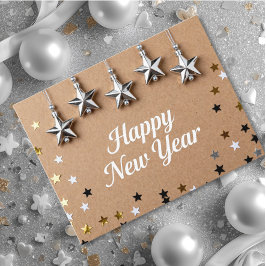 Cartão Postal Suspended Stars Happy New Year Chic Modern