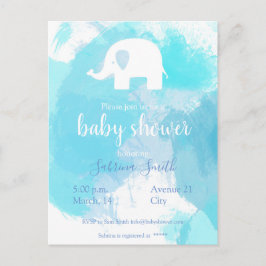 Cartão Postal süße Baby Party Einladung blau aquarell Elefant