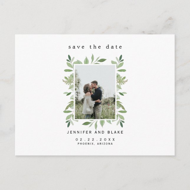 Cartão Postal Sussurros de Primavera White Foto Salvem a Data (Frente)