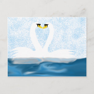 Cartão Postal Sutis Swans in Love (formas cardíacas)