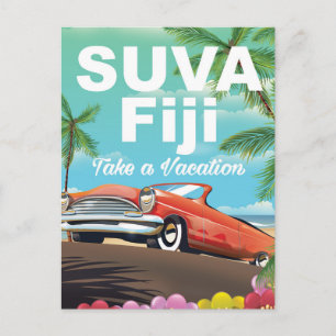 Cartão Postal Suva, Fiji pôster de férias vintage