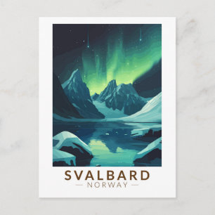Cartão Postal Svalbard Norway Norte Lights Viagem Art Vintage