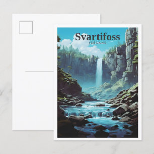 Cartão Postal Svartifoss Islândia Art Viagens vintage