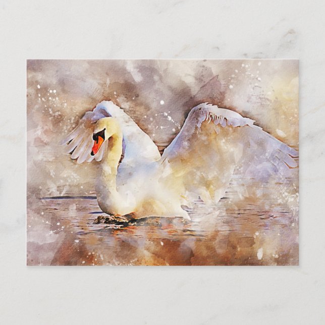 Cartão Postal Swan de Aquarela (Frente)