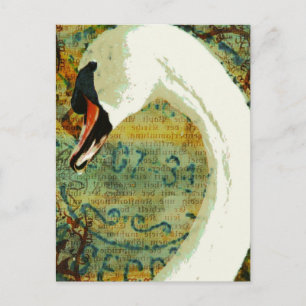 Cartão Postal Swan de colagem digital