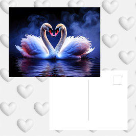Cartão Postal Swan Love Heart Gothic Romance