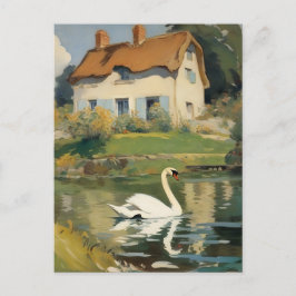 Cartão Postal Swan Nadando em um Pond