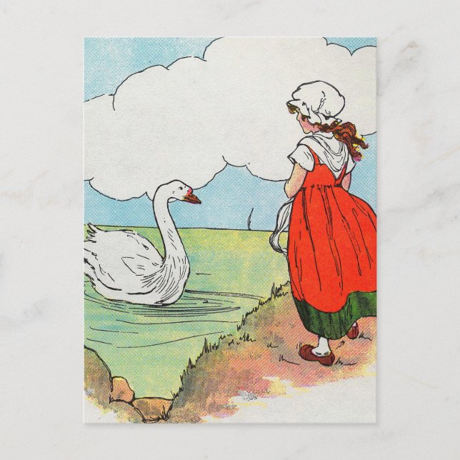 Cartão Postal Swan, Swan Sobre o Mar Mãe Ganha Rhyme (Frente)