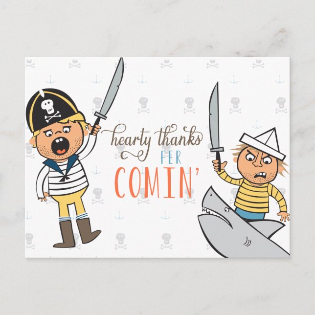 Cartão Postal Swashbuckler Obrigado Cartão-Postal (Frente)