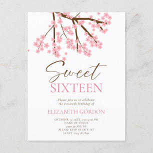 Cartão Postal Sweet 16 Cherry Blossoms Aniversário Primavera Flo