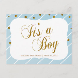 Cartão Postal Sweet Baby Blue e Dourada Confetti - RSVP 2