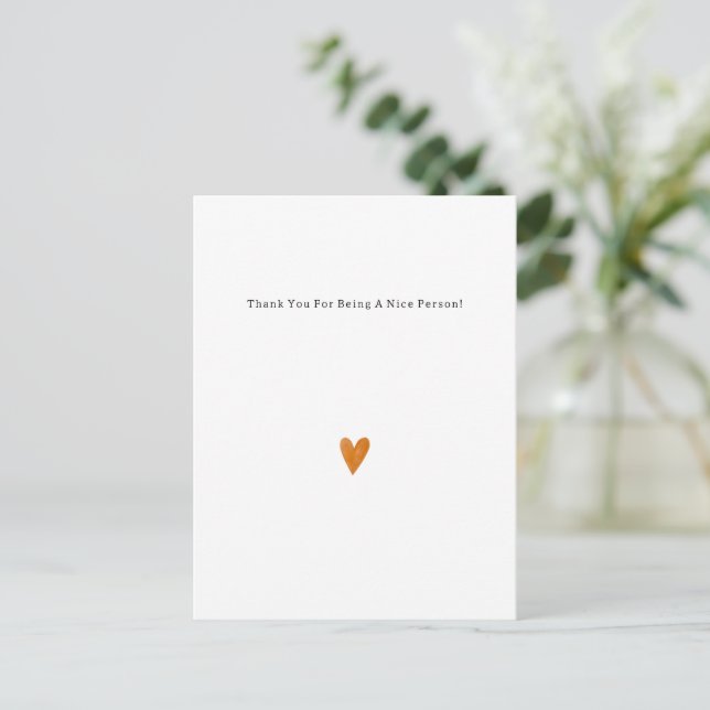 Cartão Postal Sweet Elegant Thank You Quote Orange Heart Card (Em pé/Frente)