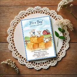 Cartão Postal Sweet Goats Baby Shower Invitation