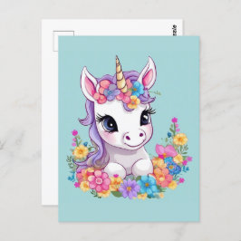 Cartão Postal Sweet Magical Baby Unicorn