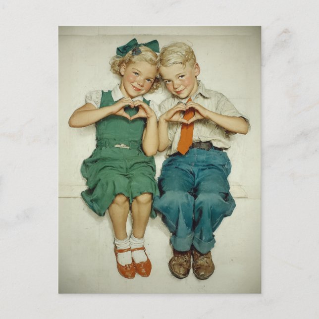Cartão Postal Sweet Vintage Childhood Hearts (Frente)