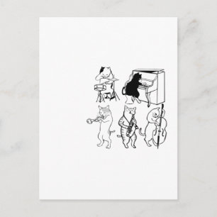 Cartão Postal Swing Cats Jazz Music Gatinho Cartografia Engraçad