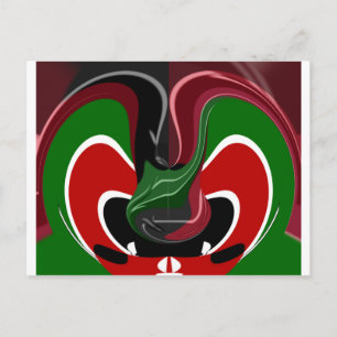 Cartão Postal Swirling Kenyan Flag: Uma arte moderna do Motif