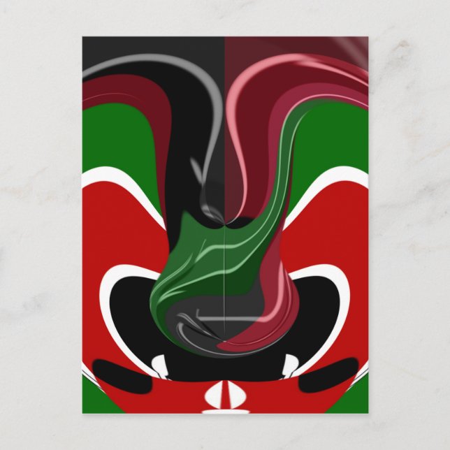Cartão Postal Swirling Kenyan Flag: Uma arte moderna do Motif (Frente)
