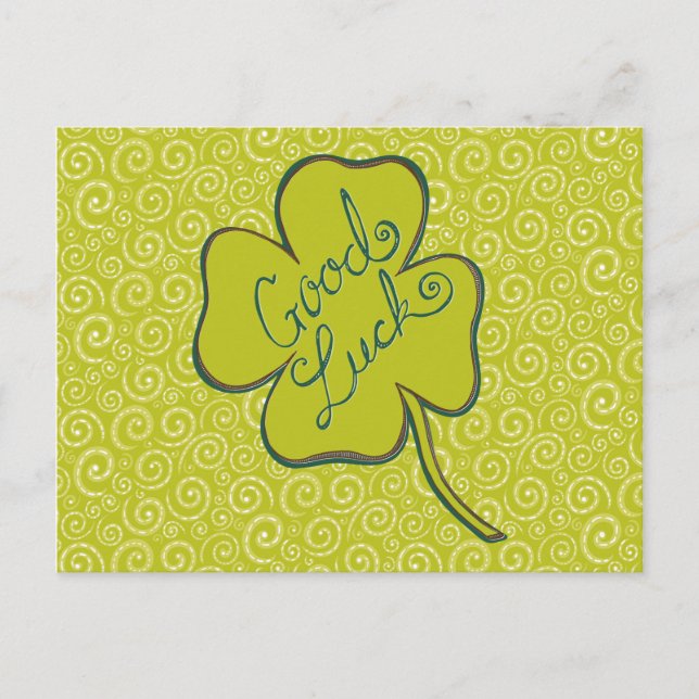 Cartão Postal Swirls Happy Good Sorck Cartaz de Shamrock (Frente)