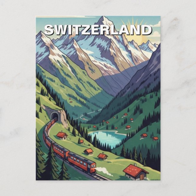 Cartão Postal Swiss Alps Switzerland Travel (Frente)