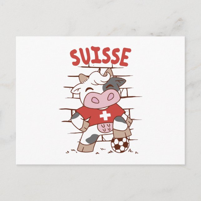 Cartão Postal Swiss Soccer Cow Football Fan Switzerland Flag (Frente)