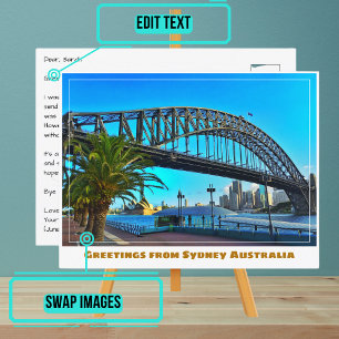 Cartão Postal Sydney Austrália com Bridge and Opera House