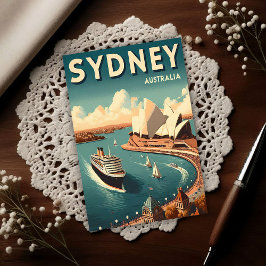 Cartão Postal Sydney Australia Retro Travel