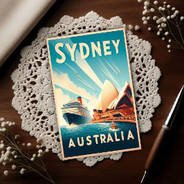 Cartão Postal Sydney Australia Retro Travel