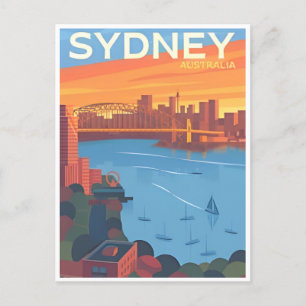 Cartão Postal Sydney Austrália Viagem Art Vintage