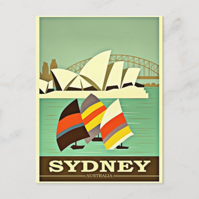 Cartão Postal Sydney, Austrália, viagens vintage (Frente)