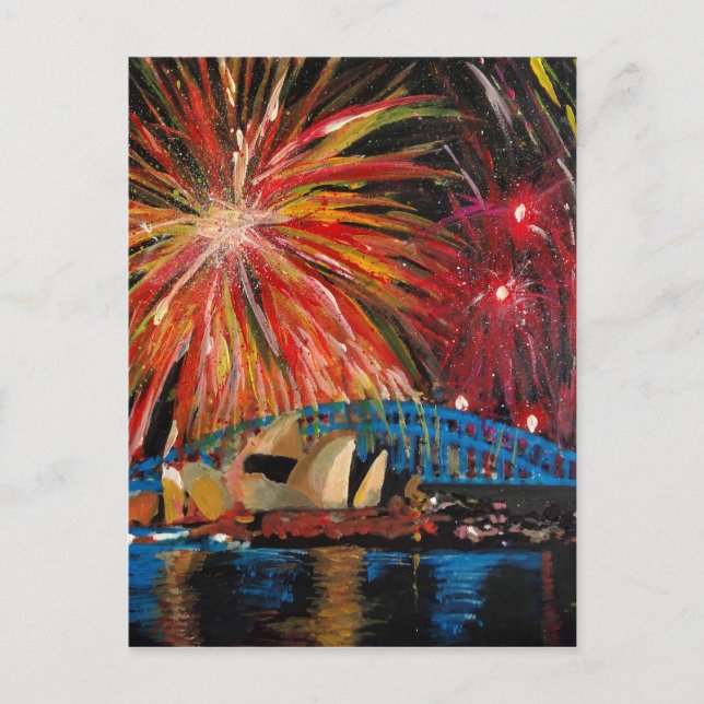 Cartão Postal Sydney Firework na Opera House (Frente)