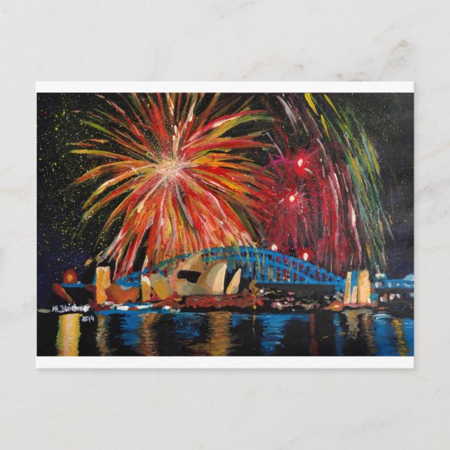 Cartão Postal Sydney Firework na Opera House (Frente)