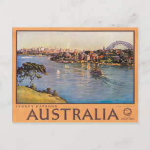 Cartão Postal Sydney Harbor Viagens vintage da Austrália