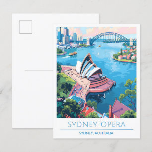 Cartão Postal Sydney Opera Austrália - Viagens vintage de Arte