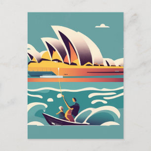 Cartão Postal Sydney Opera House Austrália pintando souvenir