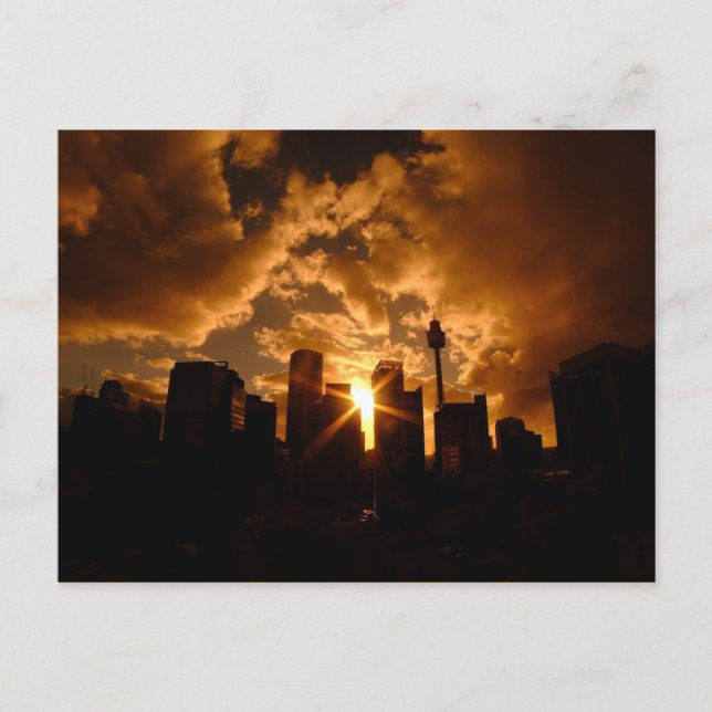 Cartão Postal Sydney skyline à noite (Frente)