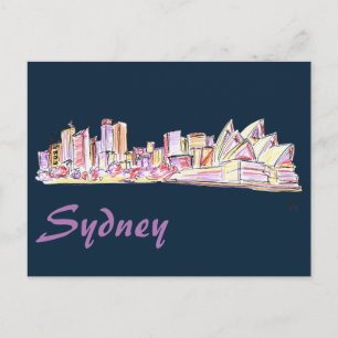 Cartão Postal Sydney Skyline Drawing