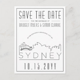 Cartão Postal Sydney Wedding Deco Skyline Salve a Data