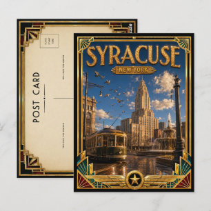 Cartão Postal Syracuse Nova York Arte Deco Vintage Era de Ouro